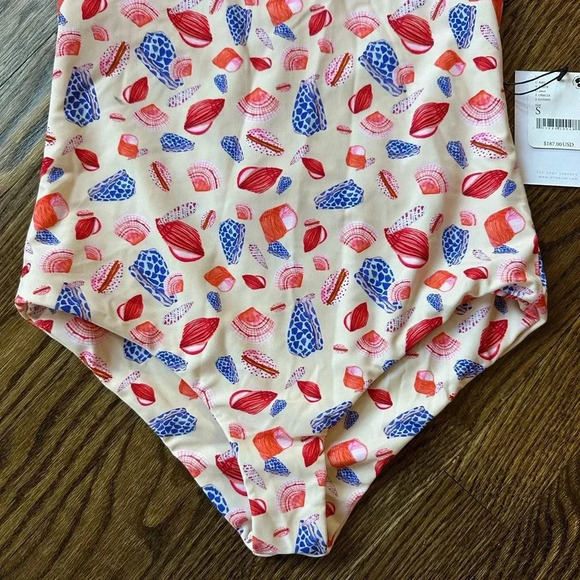 Free People FP Movement x Aila Blue Seashell Print One Piece Swimsuit Small - Picture 5 of 9